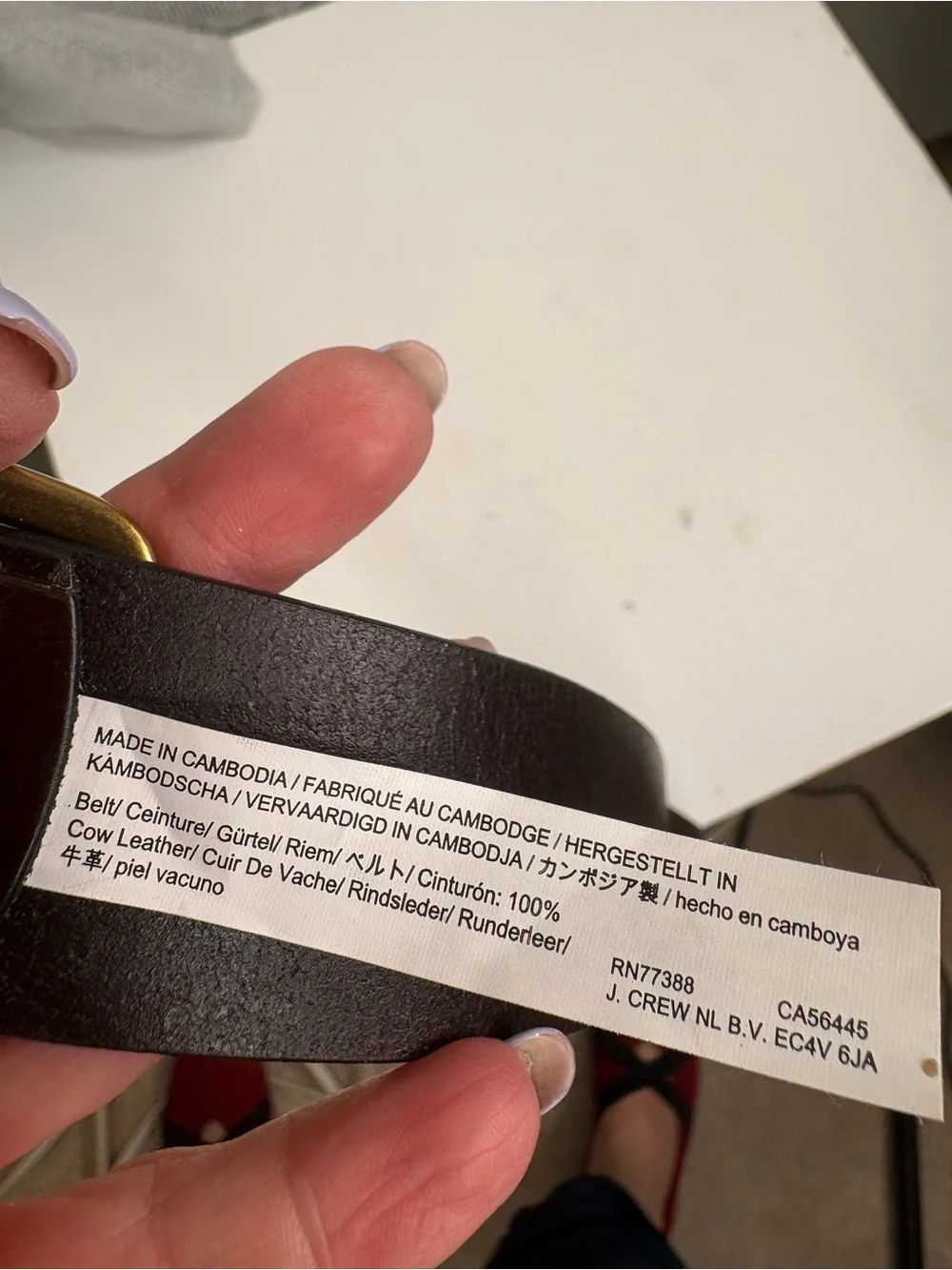 J. Crew Men's Dark Brown Leather Belt with Brass Buckle NWT. Size 38